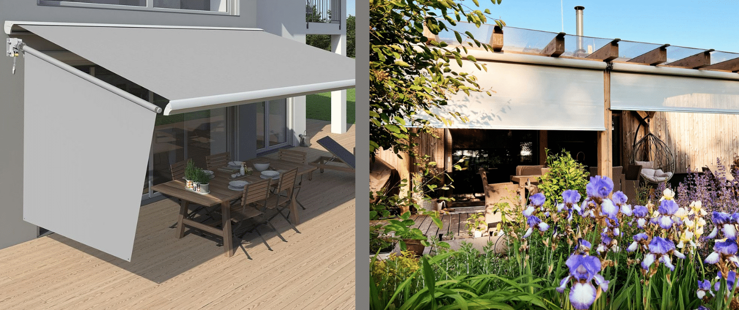 seitlicher Sicht- und Sonnenschutz für Terrassenüberdachungen