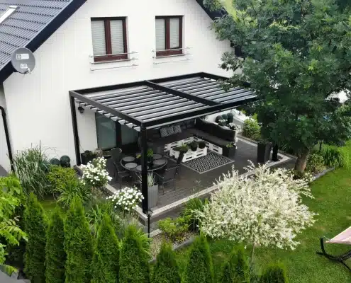 surma doppel1 Baldachinsonnensegel als Doppelanlage geschlossen