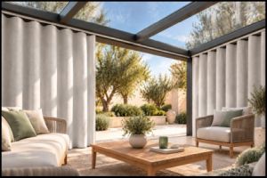Outdoorvorhänge mit Schienensystem für Terrasse und Pergola